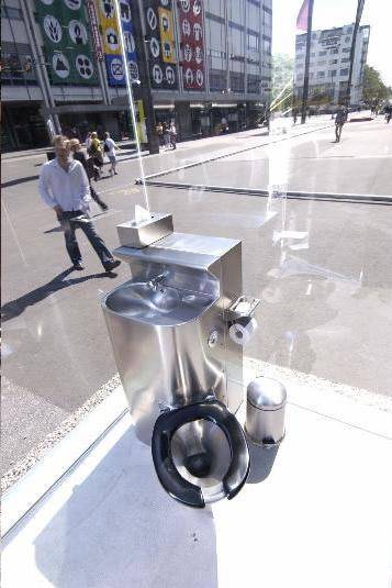 Inside view of public toilet