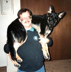 Ilsa tolerating her owner's childish amusements; November, 1992